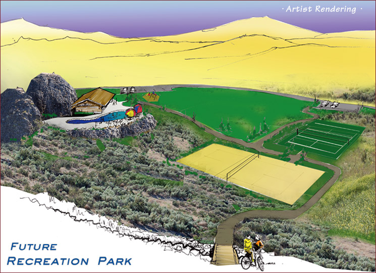 Our Recreation Park will feature a pool, cabana and waterfall, sport court, sand volleyball court, and grass fields for sports