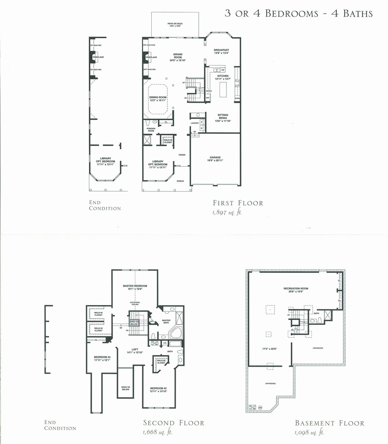 Elina model floor plan for Rosevalle Townhouses in Chatham NJ