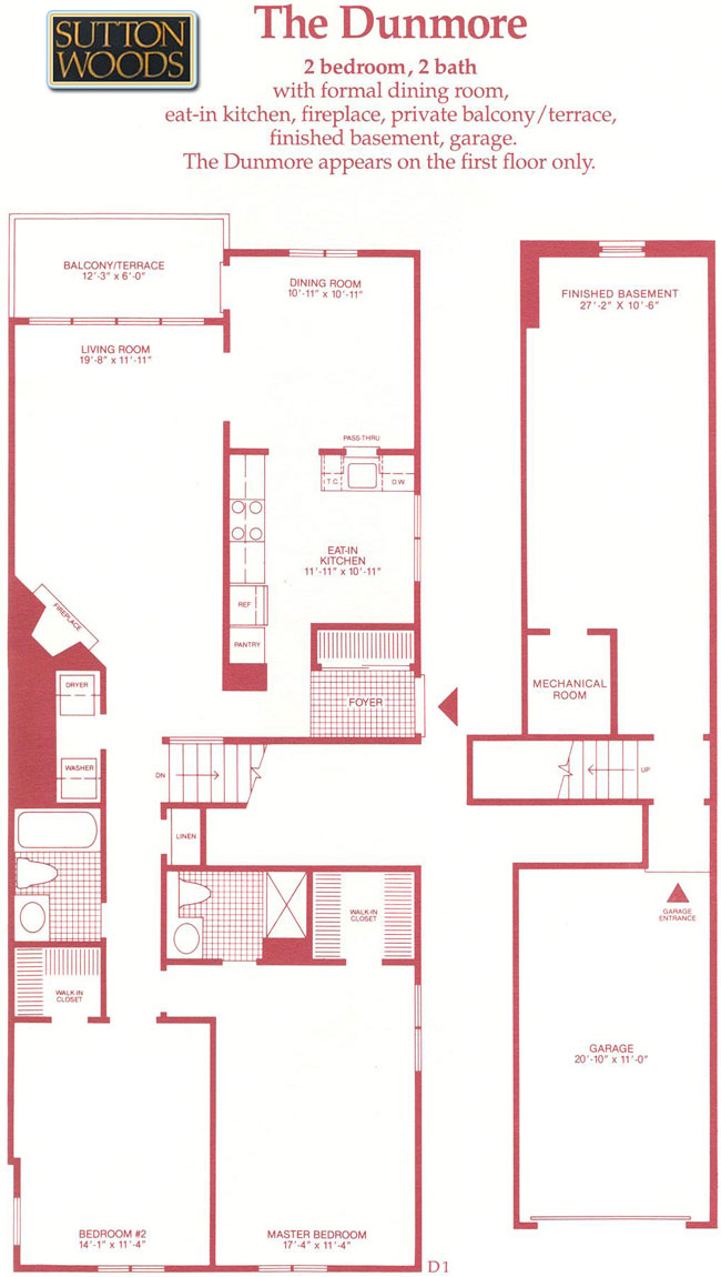 Dunmore floor plan, Sutton Woods Condos for Sale in Chatham NJ