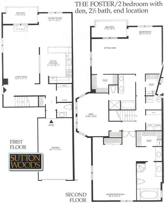 Foster floor plan, Sutton Woods condos in Chatham NJ