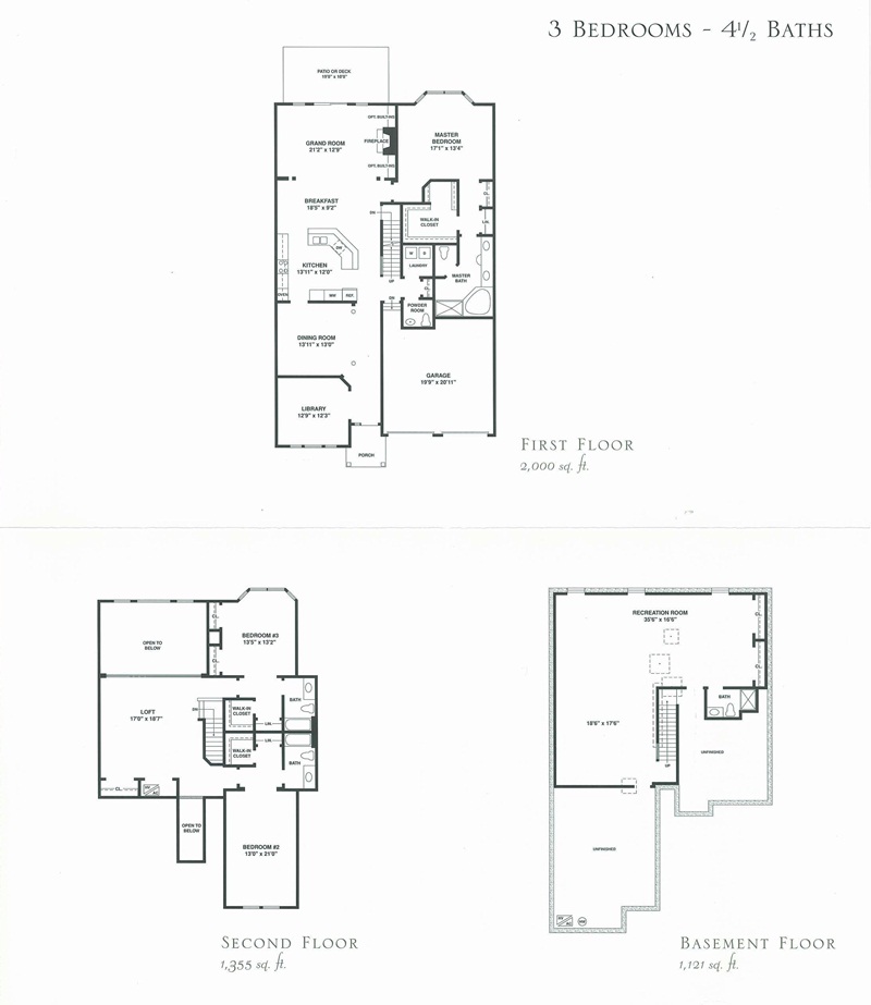 Tiffany model floor plan for Rosevalle Townhouses in Chatham NJ