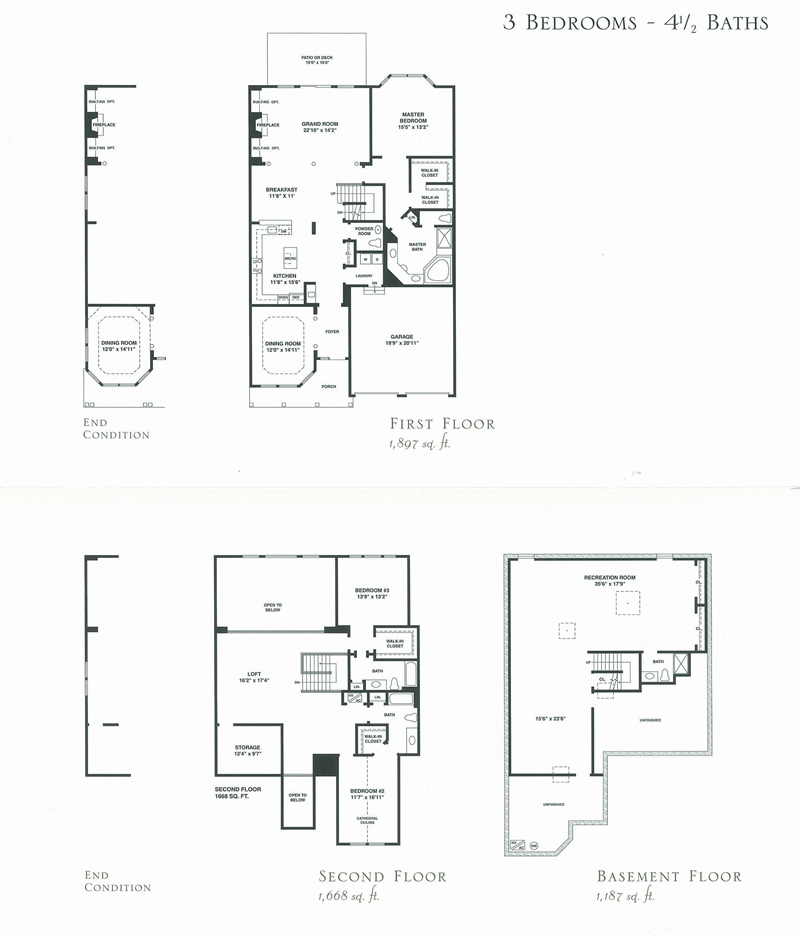 Victoria Model Floor plans for Rosevalle Townhouses in Chatham NJ