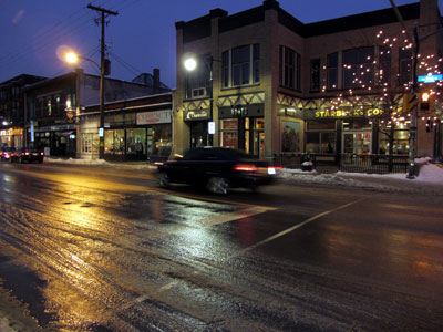 Bank Street at night, the lights are so pretty here, forget al your worries...